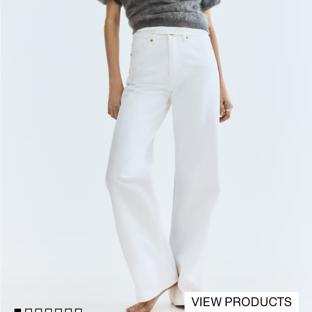H&M High Waisted White Jeans